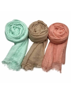 MANSHU 3 PCS Women Soft Scarf Shawl Long Scarf, Scarf and Wrap, Big Head Scarf