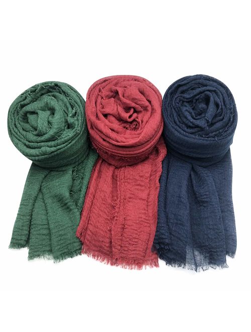 MANSHU 3 PCS Women Soft Scarf Shawl Long Scarf, Scarf and Wrap, Big Head Scarf