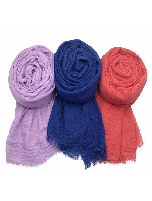 MANSHU 3 PCS Women Soft Scarf Shawl Long Scarf, Scarf and Wrap, Big Head Scarf