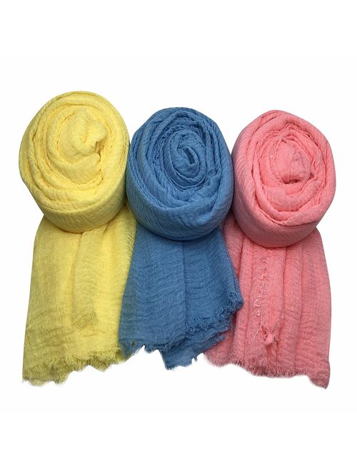 MANSHU 3 PCS Women Soft Scarf Shawl Long Scarf, Scarf and Wrap, Big Head Scarf