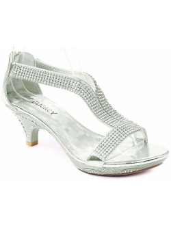 J.J.F Shoes Women Lety73 Rhinestone T-Strap Evening Dancing Dress Low Heel Sandals