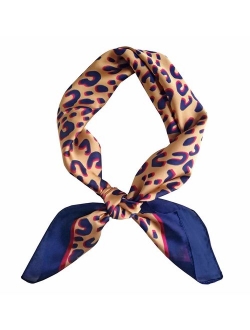 GERINLY Silk Hair Scarf Animal Print Leopard Neck Scarf Summer Neckerchief for Women