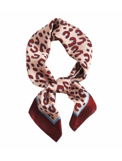 GERINLY Silk Hair Scarf Animal Print Leopard Neck Scarf Summer Neckerchief for Women