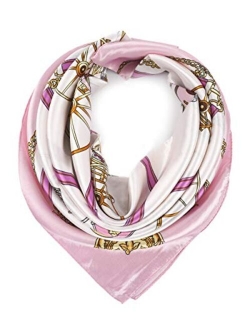 YOUR SMILE Silk Feeling Scarf Women's Fashion Pattern & Solid Color Large Square Satin Headscarf