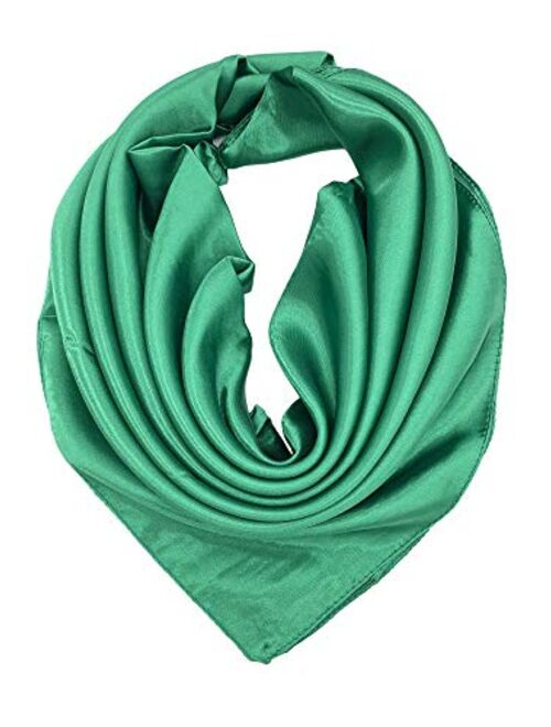 YOUR SMILE Silk Feeling Scarf Women's Fashion Pattern & Solid Color Large Square Satin Headscarf