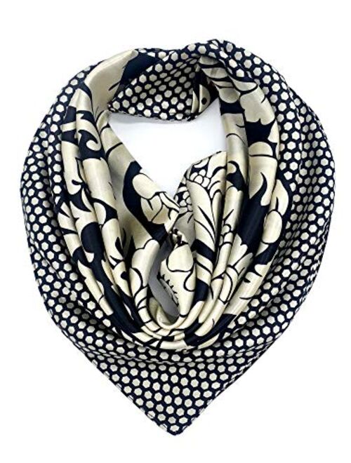 YOUR SMILE Silk Feeling Scarf Women's Fashion Pattern & Solid Color Large Square Satin Headscarf