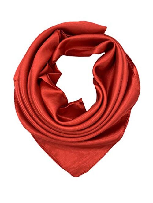 YOUR SMILE Silk Feeling Scarf Women's Fashion Pattern & Solid Color Large Square Satin Headscarf