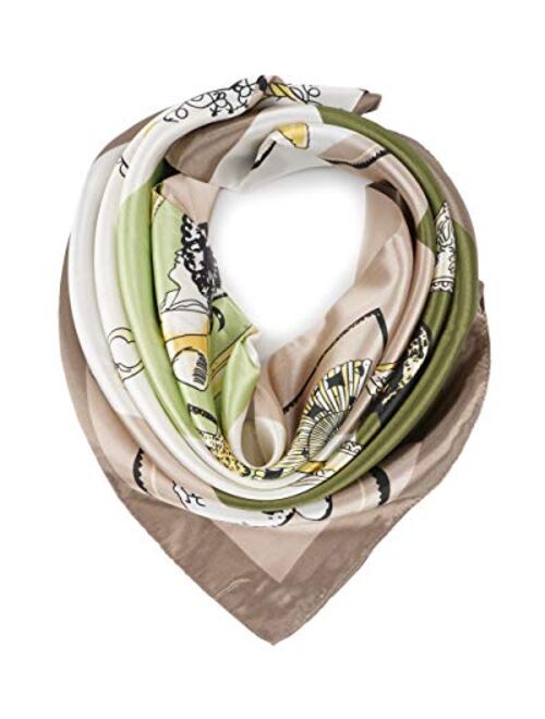 YOUR SMILE Silk Feeling Scarf Women's Fashion Pattern & Solid Color Large Square Satin Headscarf