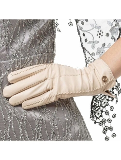 Women Touchscreen Leather Glove Nappaglo Pure Cashmere Lining Winter Warm Glove