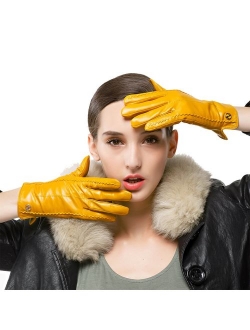 Women Touchscreen Leather Glove Nappaglo Pure Cashmere Lining Winter Warm Glove