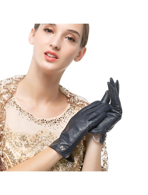 Nappaglo Women Touchscreen Leather Glove Nappaglo Pure Cashmere Lining Winter Warm Glove