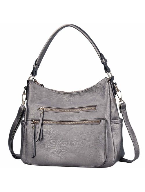 Handbags for Women JOYSON Crossbody Bags PU Leather Hobo Shoulder Bag Multi-pocket Top-Handle Purse