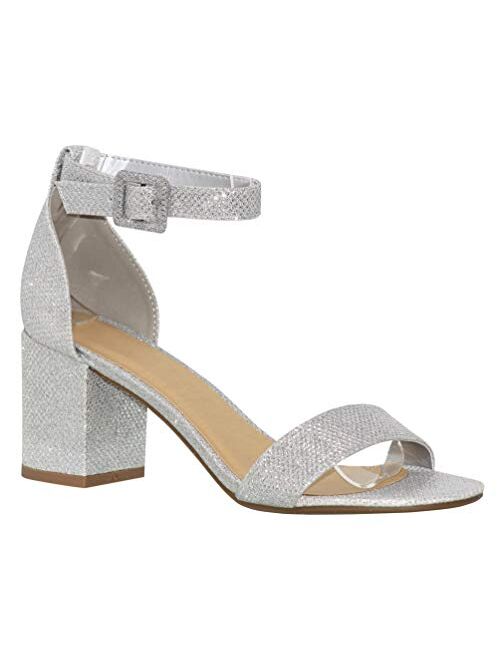 MVE Shoes Women's Open Toe Single Band Buckle Ankle Strap Chunky Low Mid Block Heel Sandal, Cake