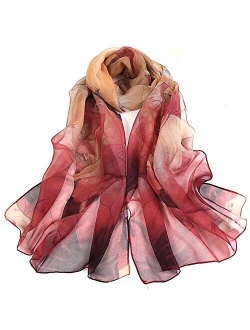 Scarfs for Women Lightweight Print Floral Pattern Scarf Shawl Fashion Scarves Sunscreen Shawls