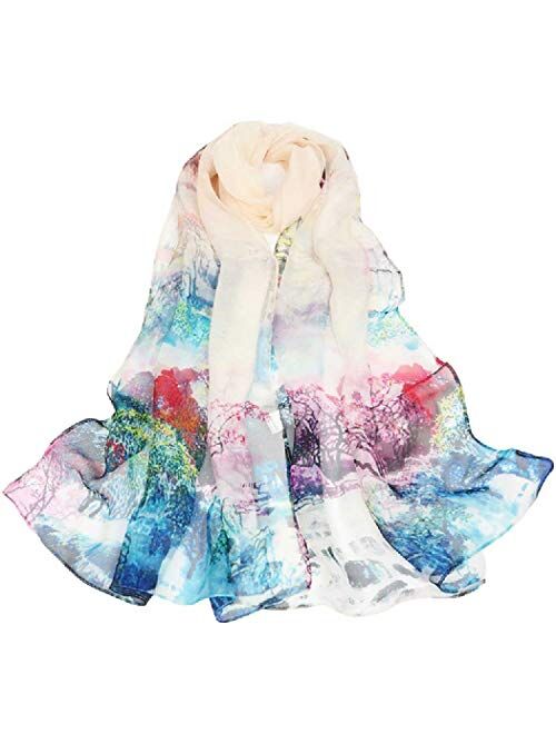 Scarfs for Women Lightweight Print Floral Pattern Scarf Shawl Fashion Scarves Sunscreen Shawls