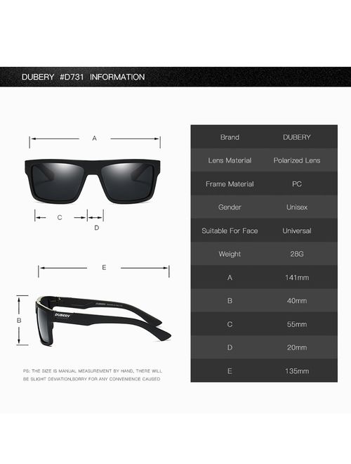 DUBERY Mens Sport Polarized Sunglasses Outdoor Riding Square Windproof Eyewear