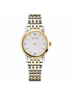 Women's 98P115 Diamond Accented Silver-Tone Bracelet Watch