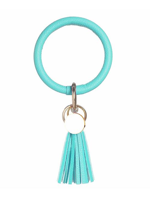 Weixiltc Large Circle Key Ring Leather Tassel Keychain Bracelet Holder Keychain Keyring For Women Girl