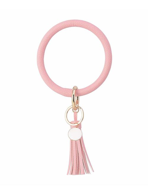 Weixiltc Large Circle Key Ring Leather Tassel Keychain Bracelet Holder Keychain Keyring For Women Girl