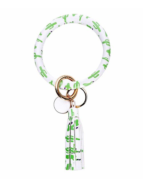 Weixiltc Large Circle Key Ring Leather Tassel Keychain Bracelet Holder Keychain Keyring For Women Girl