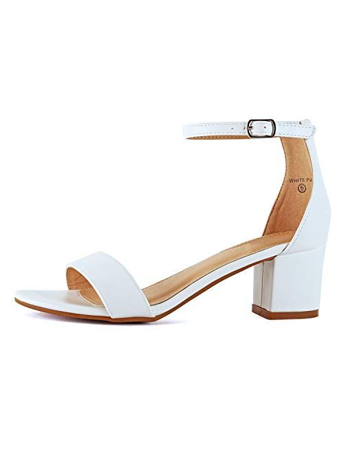 Guilty Shoes Guilty Heart | Womens Ankle Strap Single Band Sandal | Low Chunky Block Comfortable Office Heeled Sandals