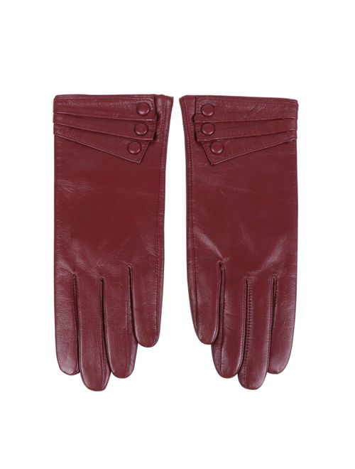 Nappaglo Nappa Leather Gloves Warm Lining Winter Button Decoration Lambskin for Women