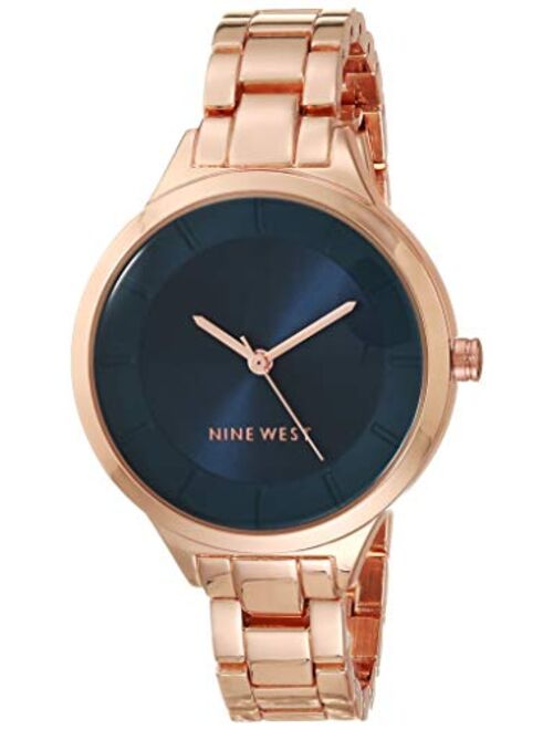 Nine West Women's NW/2225 Rose Gold-Tone Accented Bracelet Watch