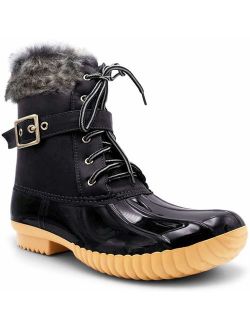 Nature Breeze Duck-01 Women's Chic Lace Up Buckled Duck Waterproof Snow Boots