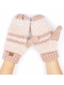 C.C Women Thick Knit Faux Fur Sherpa Fleece Lined Warm Winter Gloves Mittens (CG-36)