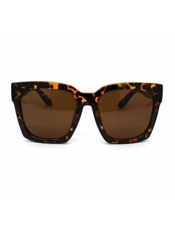 Womens Boyfriend Style Oversize Horned Rim Thick Plastic Sunglasses