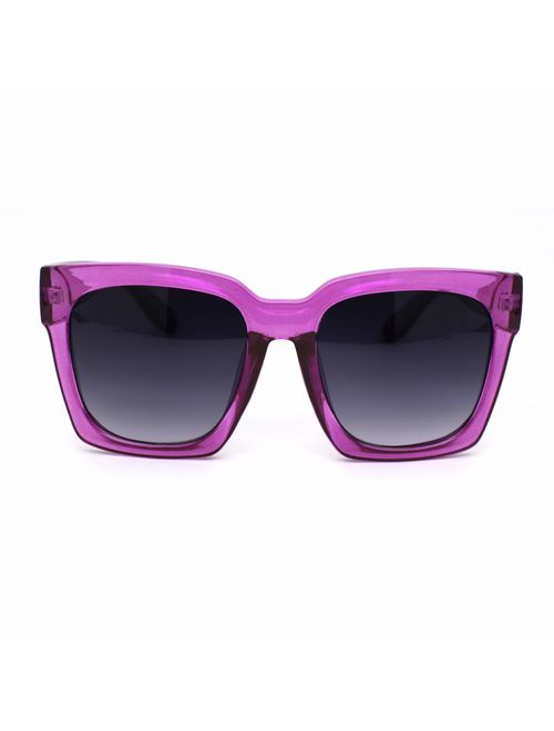 Womens Boyfriend Style Oversize Horned Rim Thick Plastic Sunglasses