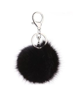 Cute Rabbit Fur Ball Pom Pom Keychain Cityelf Car Key Ring Handbag Tote Bag Pendant Purse Charm