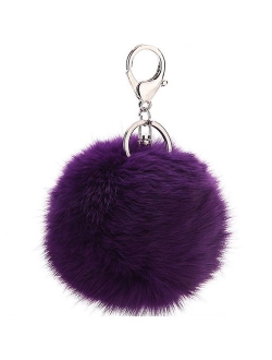 Cute Rabbit Fur Ball Pom Pom Keychain Cityelf Car Key Ring Handbag Tote Bag Pendant Purse Charm