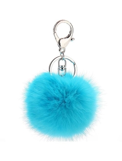 Cute Rabbit Fur Ball Pom Pom Keychain Cityelf Car Key Ring Handbag Tote Bag Pendant Purse Charm