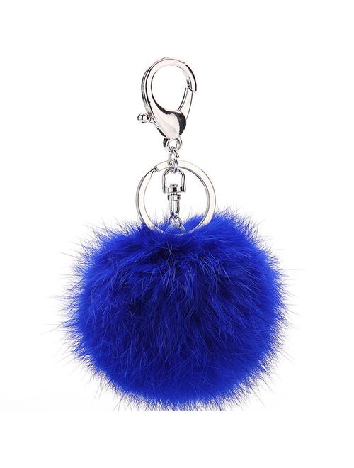 Cute Rabbit Fur Ball Pom Pom Keychain Cityelf Car Key Ring Handbag Tote Bag Pendant Purse Charm