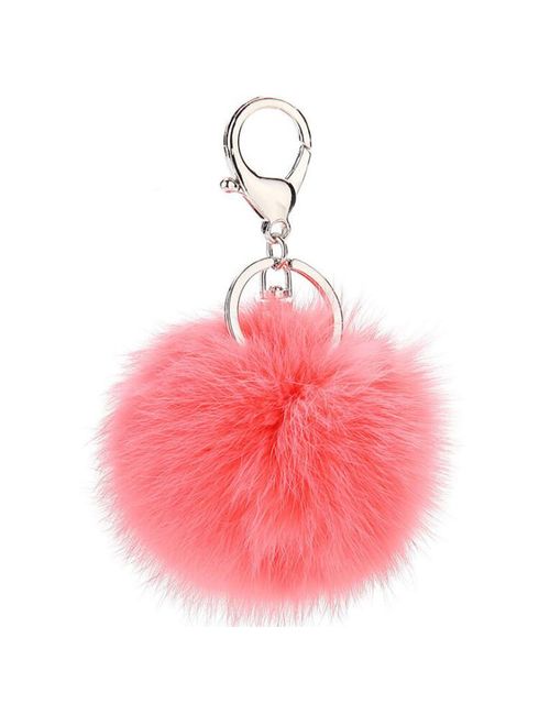 Cute Rabbit Fur Ball Pom Pom Keychain Cityelf Car Key Ring Handbag Tote Bag Pendant Purse Charm