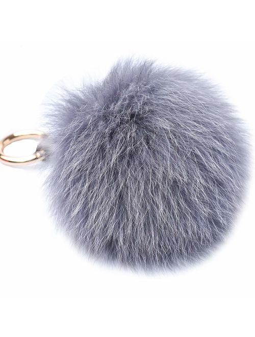 Cute Rabbit Fur Ball Pom Pom Keychain Cityelf Car Key Ring Handbag Tote Bag Pendant Purse Charm