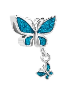 Third Time Charm Dangle Colorful Butterfly Charm Beads For Bracelets