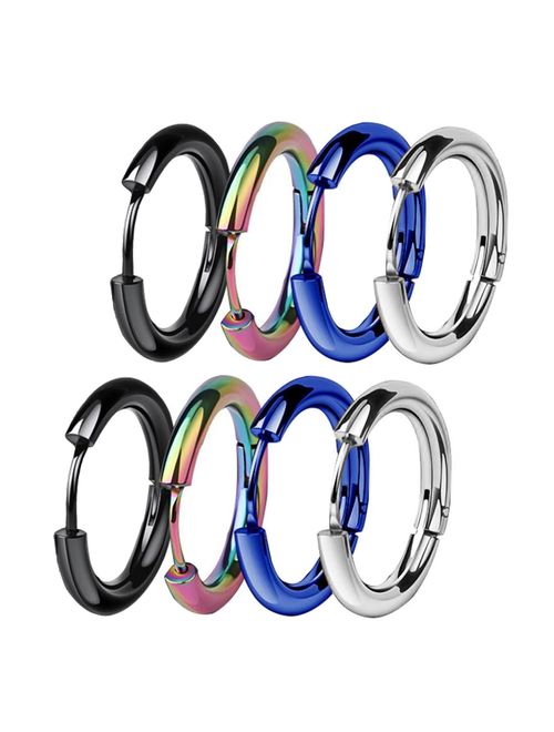 ZHIYAOR Hypoallergenic Titanium Steel Loop Earrings Set for Men Women Huggie Hoop Cartilage Piercing 18G