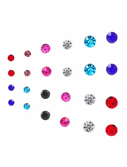 Spiritlele 12 Pairs Colors Crystal Leopard Flower Face Magnetic Clip Non Piercing Earrings Set