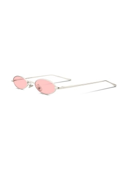 Vintage Small Sunglasses Oval Slender Metal Frame Candy Colors B2277