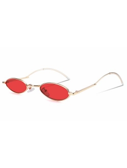 Vintage Small Sunglasses Oval Slender Metal Frame Candy Colors B2277