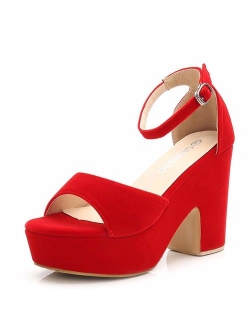 Women's Open Toe Ankle Strap Block Heeled Wedge Platform Sandals