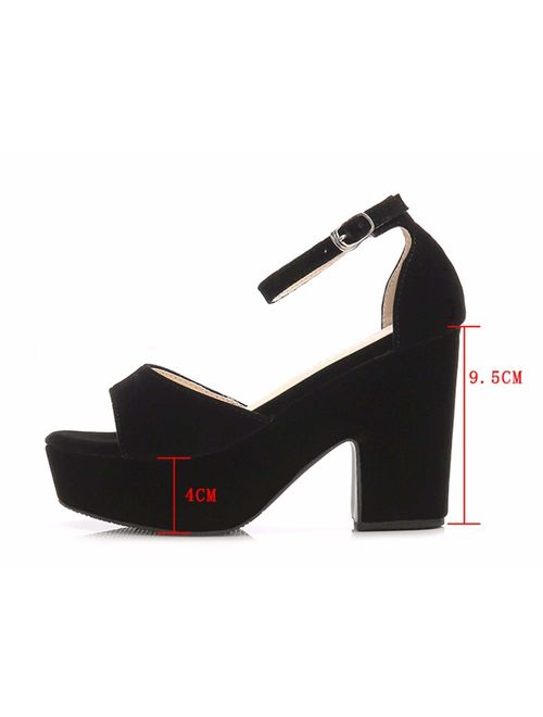 Women's Open Toe Ankle Strap Block Heeled Wedge Platform Sandals