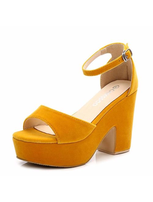 Women's Open Toe Ankle Strap Block Heeled Wedge Platform Sandals