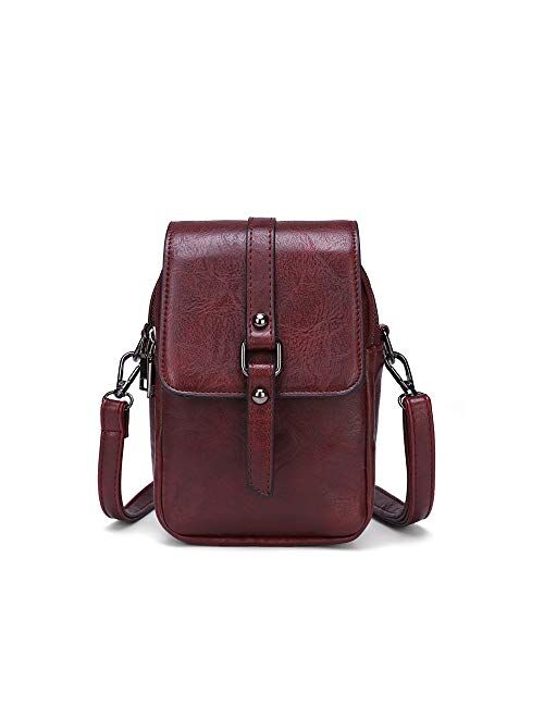 Women Vintage Crossbody Phone Bag, Small Messenger Shoulder Bag Cash Handbag Wallet Purse