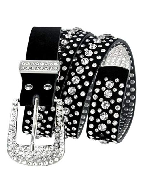 Ladies Western Rhinestone Bling Cowgirl Leather Belt