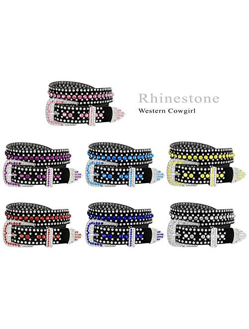 Ladies Western Rhinestone Bling Cowgirl Leather Belt