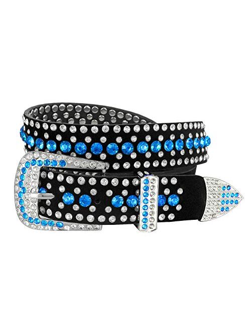 Ladies Western Rhinestone Bling Cowgirl Leather Belt