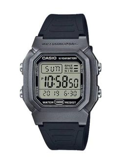 Men's Dual Time Digital Watch, Silver/Black - W-800HM-7AVCF